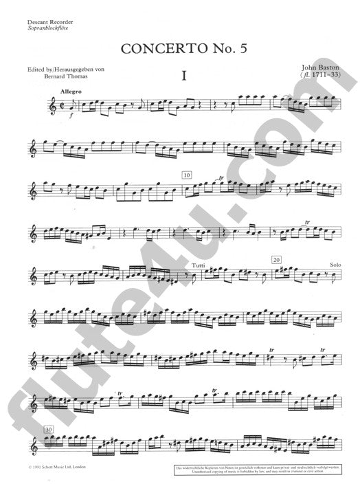 Baston, J :: Concerto No. 5 in C Major