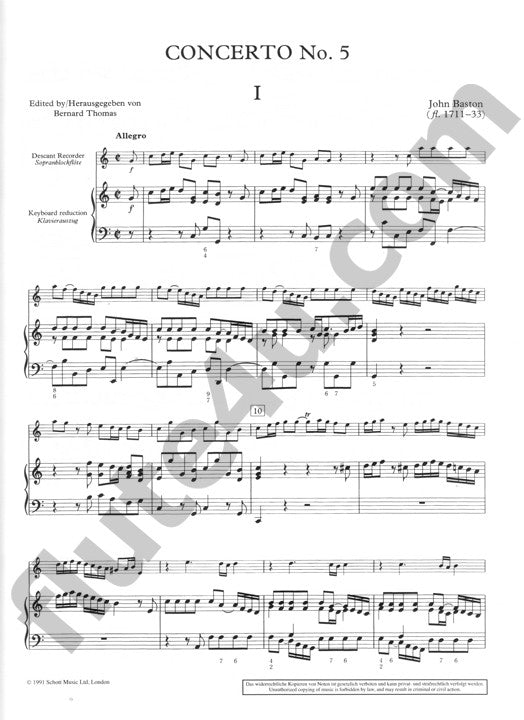 Baston, J :: Concerto No. 5 in C Major