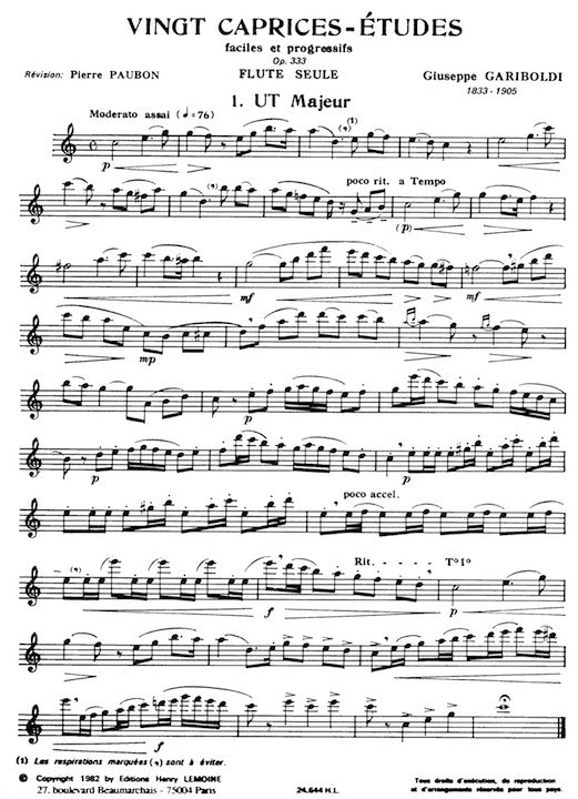 Gariboldi, G :: Vingt Caprices Etudes Op. 333 [Twenty Caprice Etudes Op. 333]