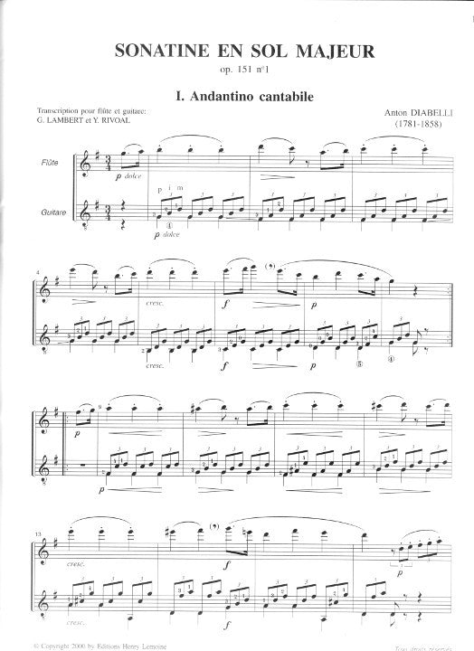 Diabelli, A :: Sonatine en Sol Majeur op. 151 No. 1 [Sonatina in G major op. 151 No. 1]