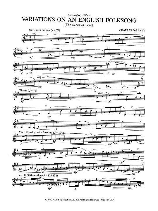 Delaney, C :: Variations on an English Folk Song (The Seeds of Love)