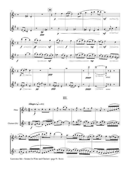 Ink, L :: Sonata for Flute and Clarinet