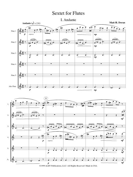 Doran, M :: Sextet for Flutes