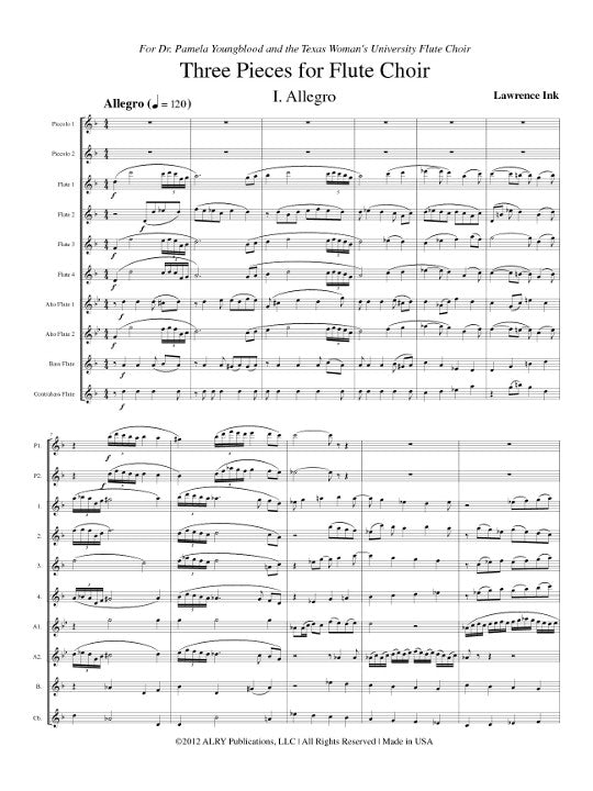 Ink, L :: Three Pieces for Flute Choir