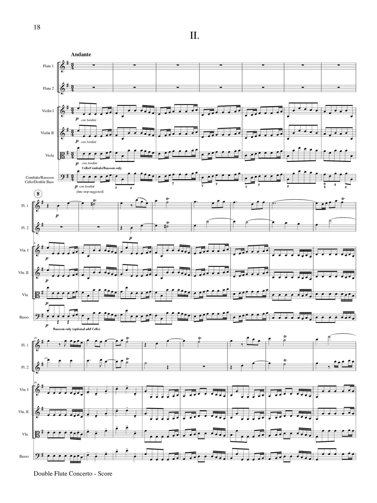 Quantz, JJ :: Double Flute Concerto in G Major