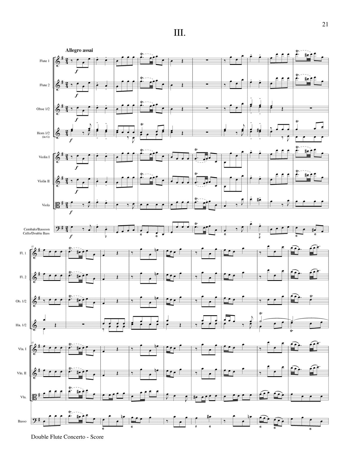 Quantz, JJ :: Double Flute Concerto in G Major