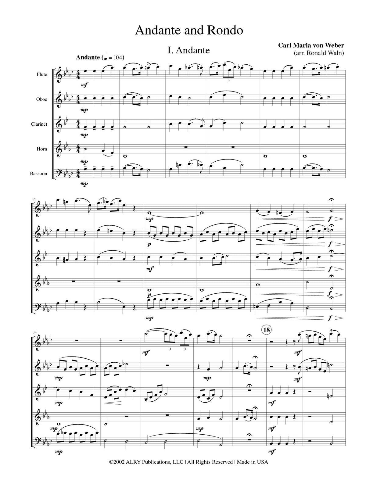 Weber, CM :: Andante and Rondo