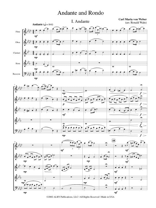 Weber, CM :: Andante and Rondo