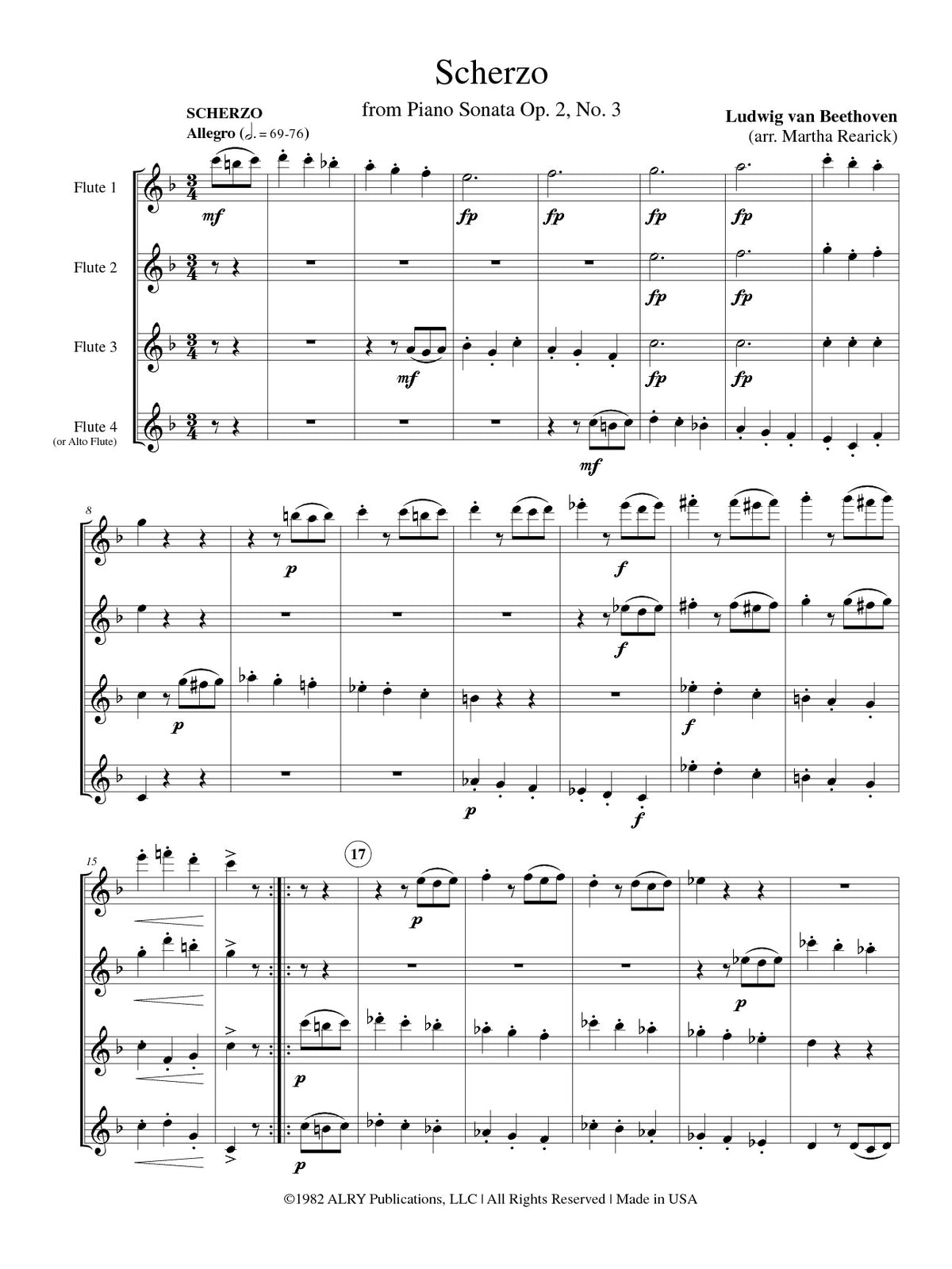 Beethoven, L :: Scherzo from 'Piano Sonata', Opus 2, No. 3
