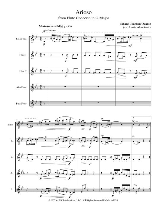 Quantz, JJ :: Arioso from Flute Concerto in G Major