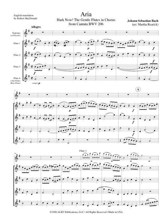Bach, JS :: Aria from Cantata BWC 206 - 'Hark Now! The Gentle Flutes in Chorus'
