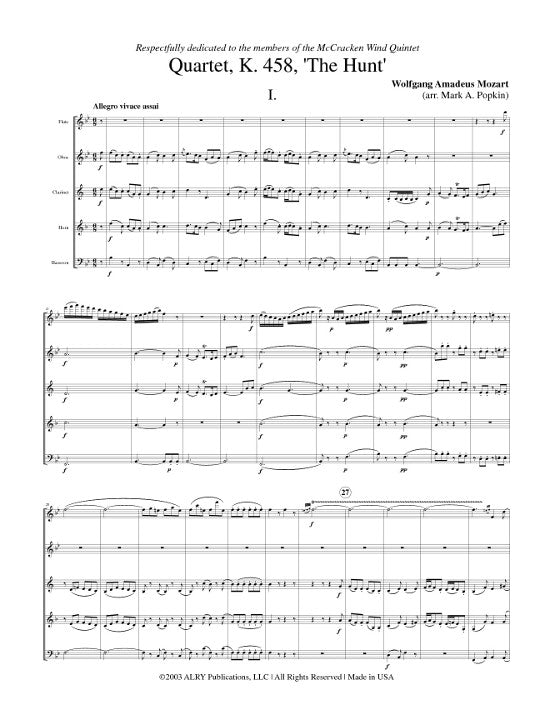 Mozart, WA :: Quartet, K. 458 'The Hunt'