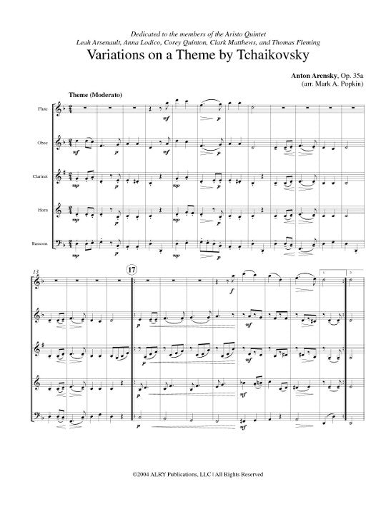Arensky, A :: Variations on a Theme by Tchaikovsky, Op. 35a