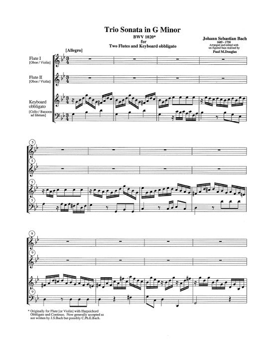 Bach, JS :: Trio Sonata in G minor (BWV 1020)