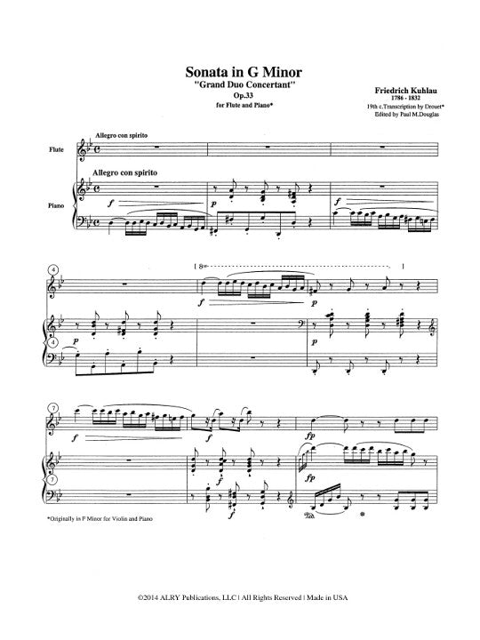 Kuhlau, F :: Sonata in G minor op .33 'Grand Duo Concertant'