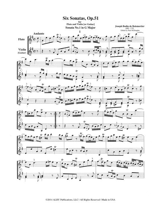 Boismortier, JB :: Six Sonates op. 51 [Six Sonatas op. 51]