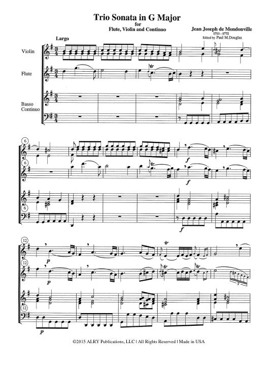 de Mondonville, JJ :: Trio Sonata in G Major