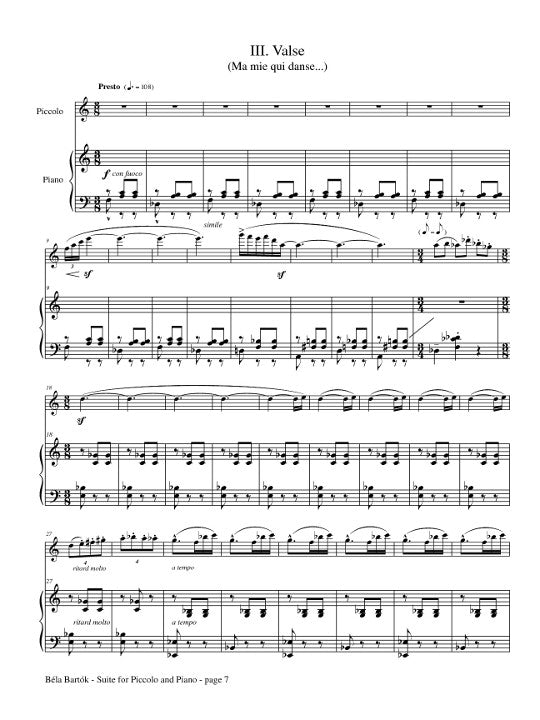 Bartok, B :: Suite for Piccolo and Piano op. 6