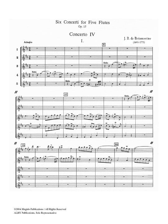 Boismortier, JB :: Six Concerti for Five Flutes, Op. 15 - Volume II: Concerti 4-6