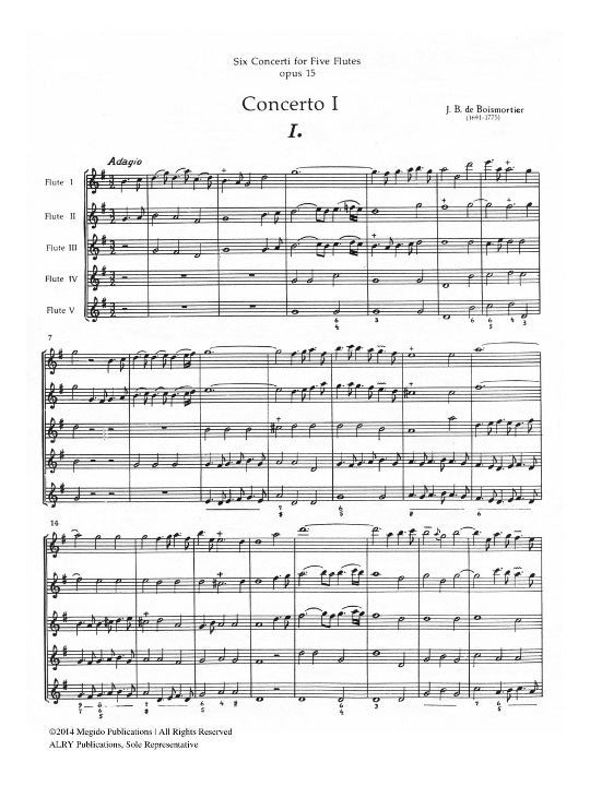 Boismortier, JB :: Six Concerti for Five Flutes, Op. 15 - Volume I: Concerti 1-3
