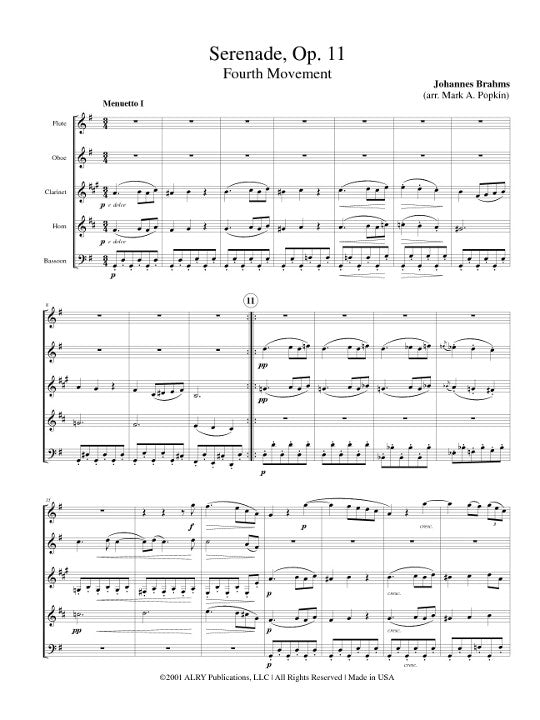 Brahms, J :: Serenade, Op. 11: Fourth Movement