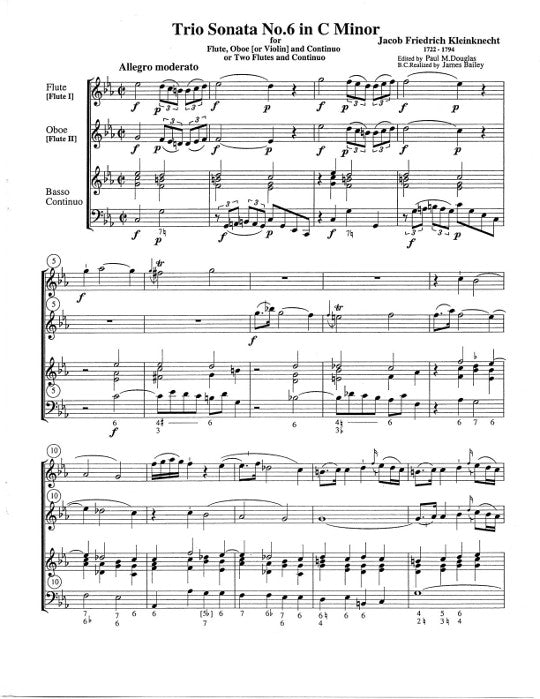 Kleinknecht, JF :: Six Trio Sonatas: Volume 3