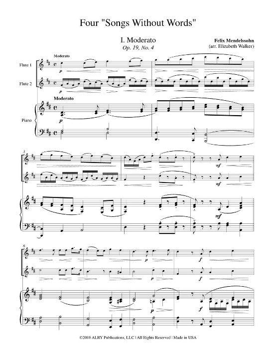 Mendelssohn, F :: Four 'Songs Without Words'