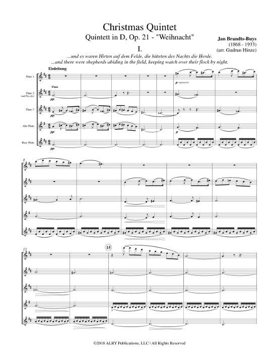 Brandts-Buys, J :: Christmas Quintet (Quintet in D - 'Weihnacht')