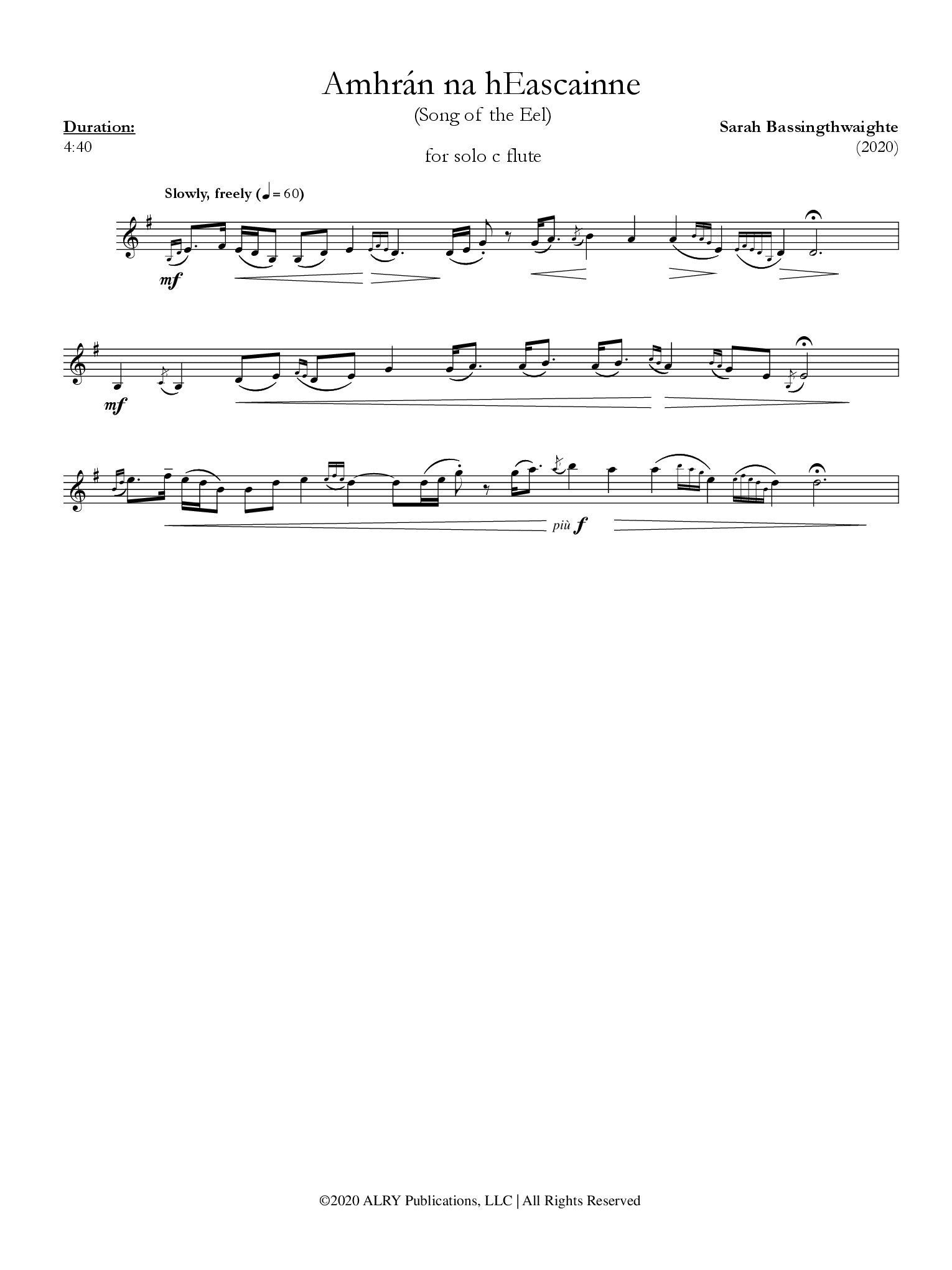 Bassingthwaighte, S :: Amhran na hEascainne [Song of the Eel]
