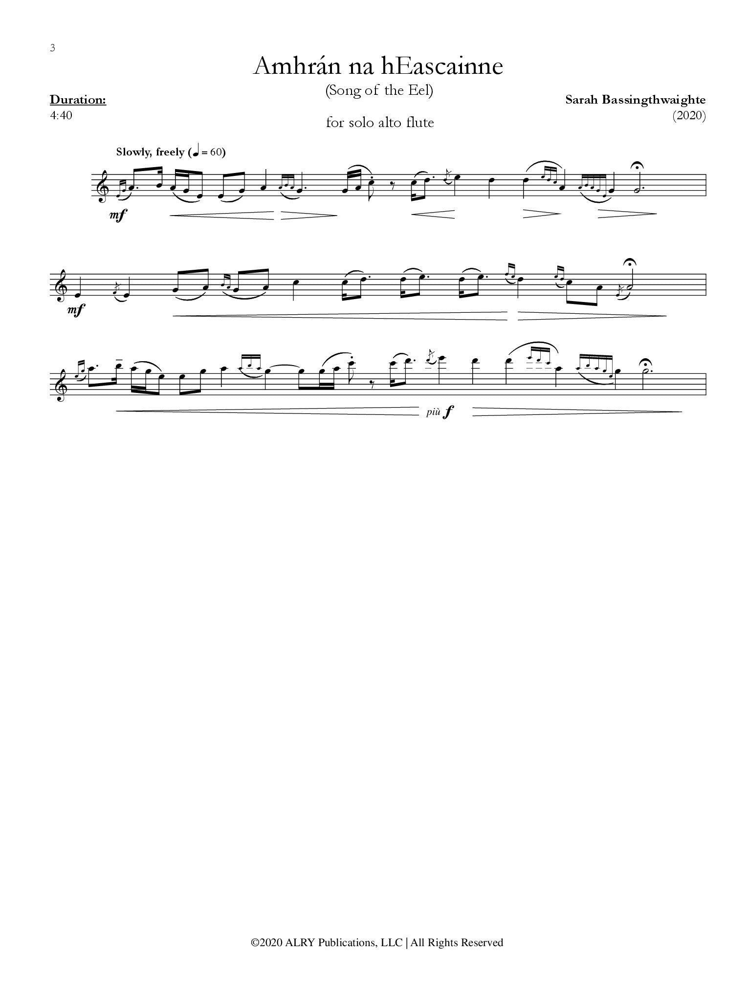Bassingthwaighte, S :: Amhran na hEascainne [Song of the Eel]