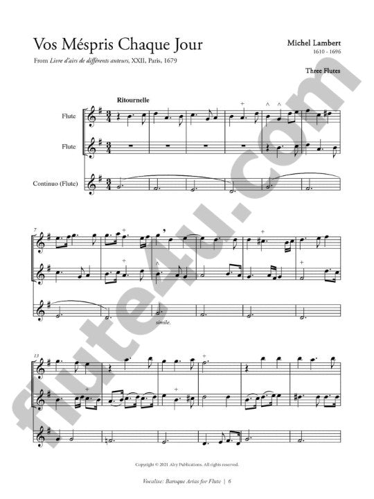 Various :: Vocalise: Baroque Arias for Flute