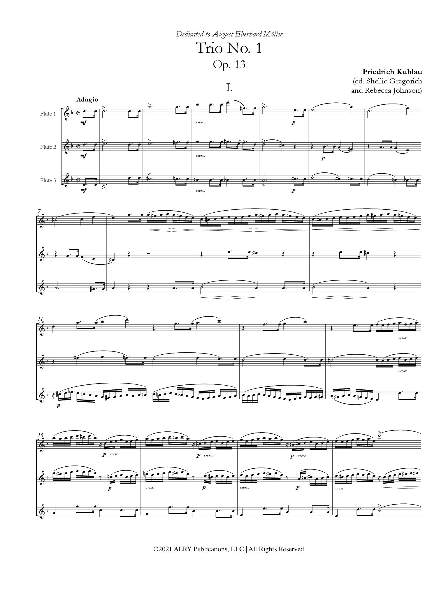 Kuhlau, F :: Trio No. 1 in D Major, Op. 13