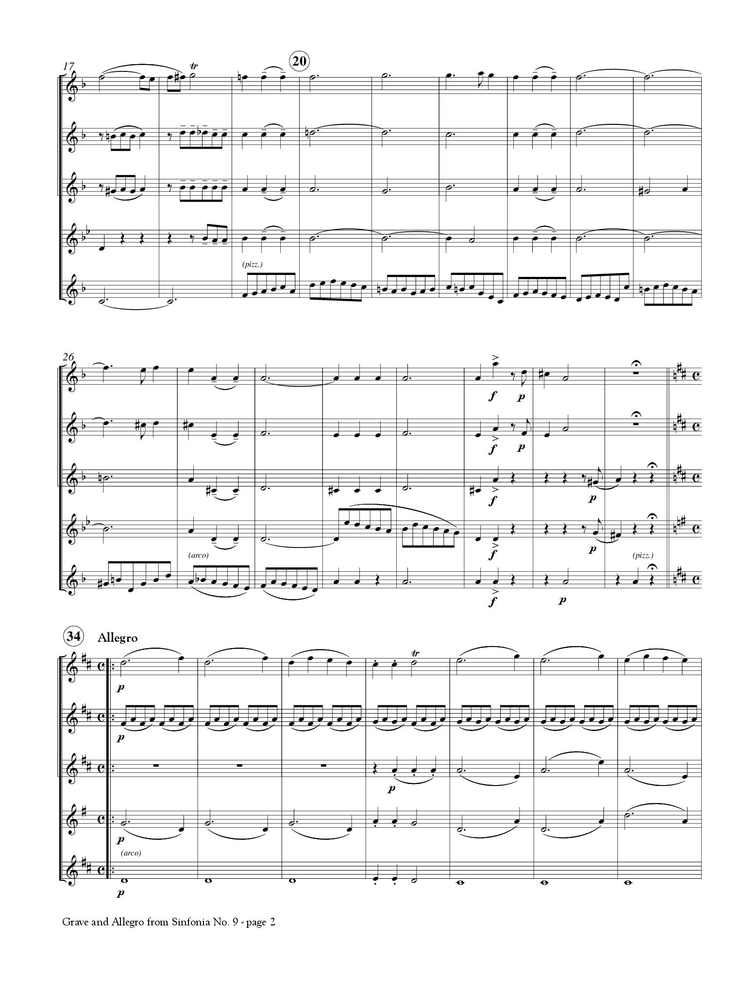 Mendelssohn, F :: Grave and Allego (from Sinfonia No. 9, MWV N9)