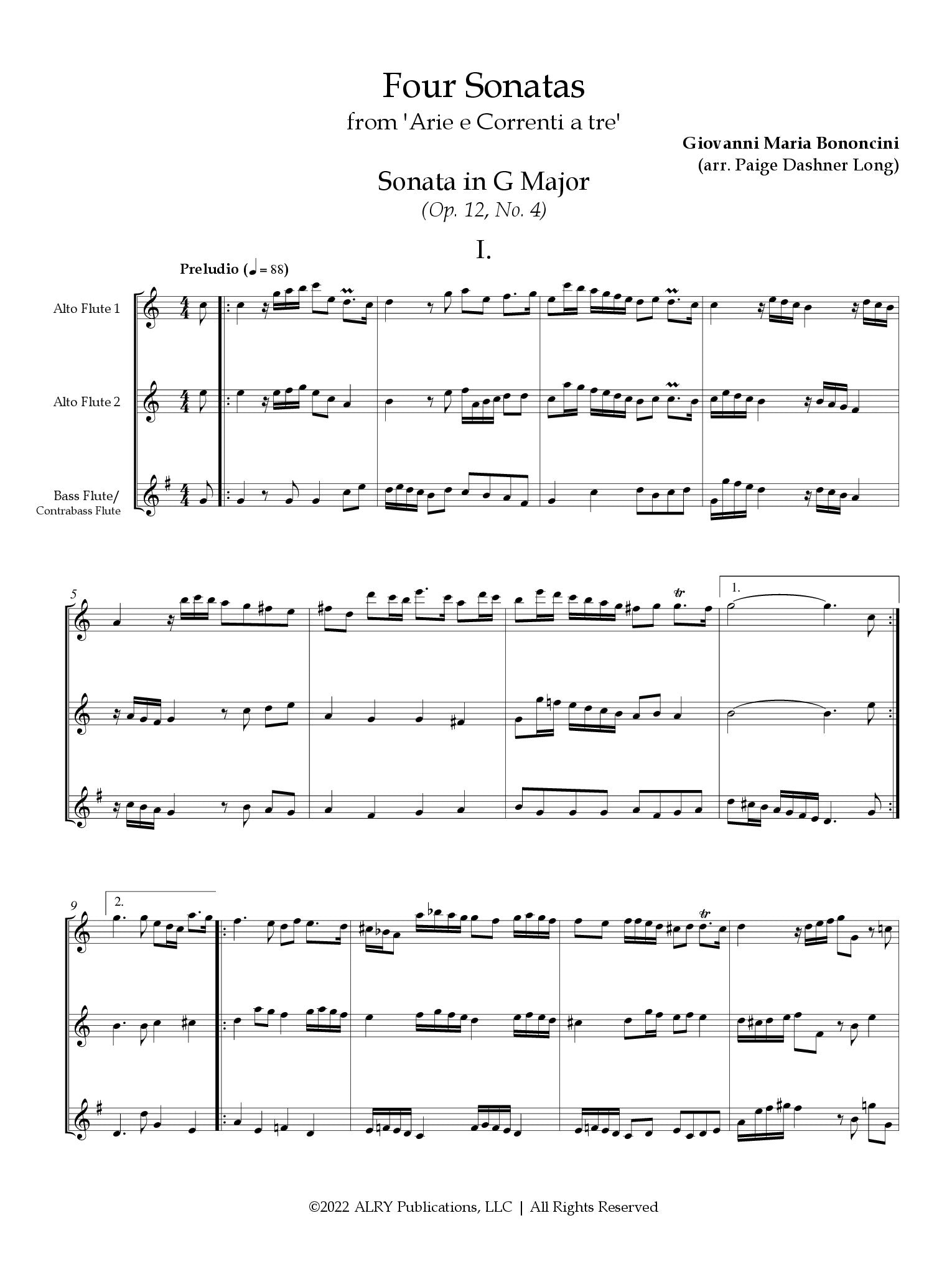 Bononcini, G :: Four Sonatas from 'Arie e Correnti a tre', Op. 12