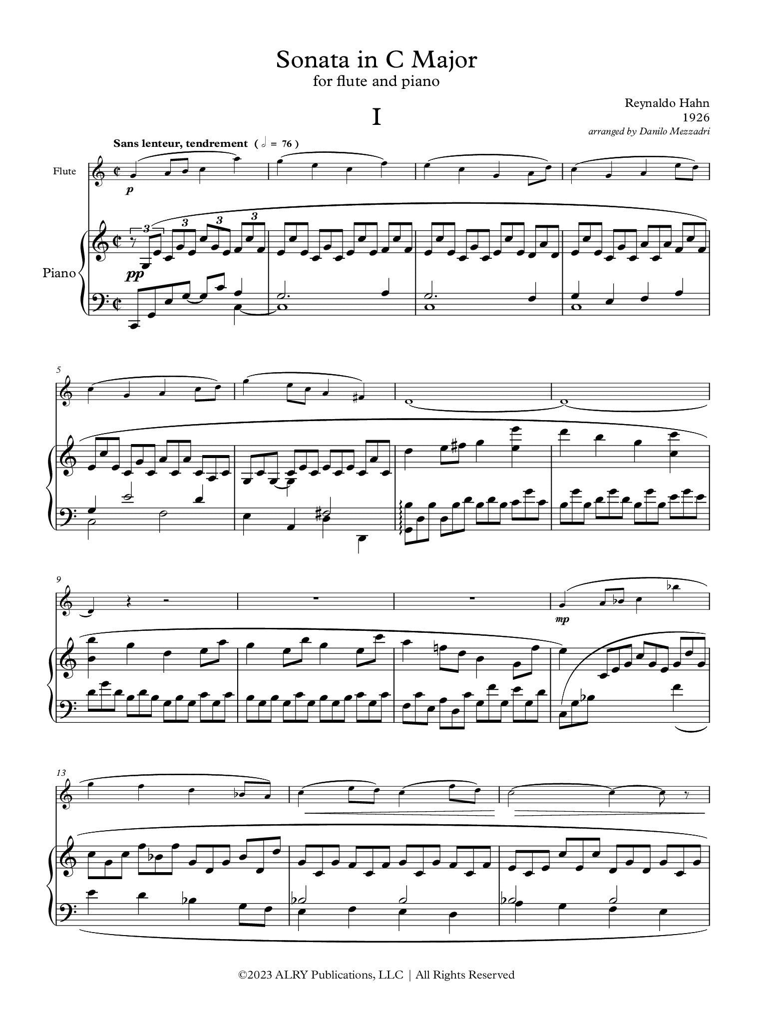 Hahn, R :: Sonata in C Major
