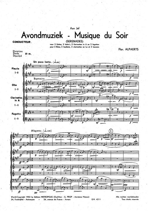 Alpaerts, F :: Avondmuziek [Evening Music]