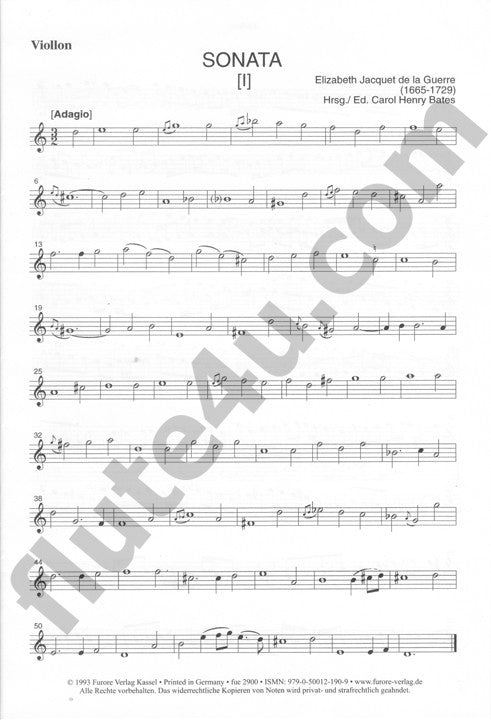 de la Guerre, EJ :: Sonates pour le viollon et pour le clavecin, Vol. 1 [Sonatas for violin and harpsichord]