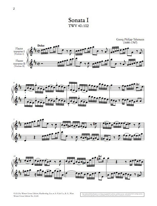 Telemann, G :: Sonaten fur zwei Floten (Violinen) op. 2