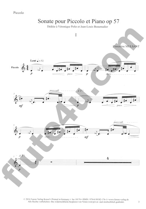Mulsant, F :: Sonate pour Piccolo et Piano, op. 57