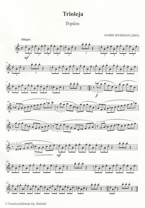 Wessman, H :: Viisi huilukappaletta Arja Pohjoismaelle [Five Flute Pieces for Arja Pohjoismaki]