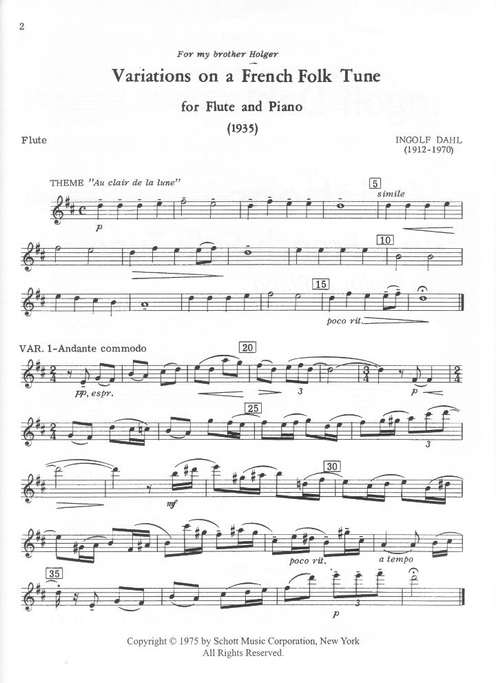 Dahl, I :: Variations on a French Folk Tune