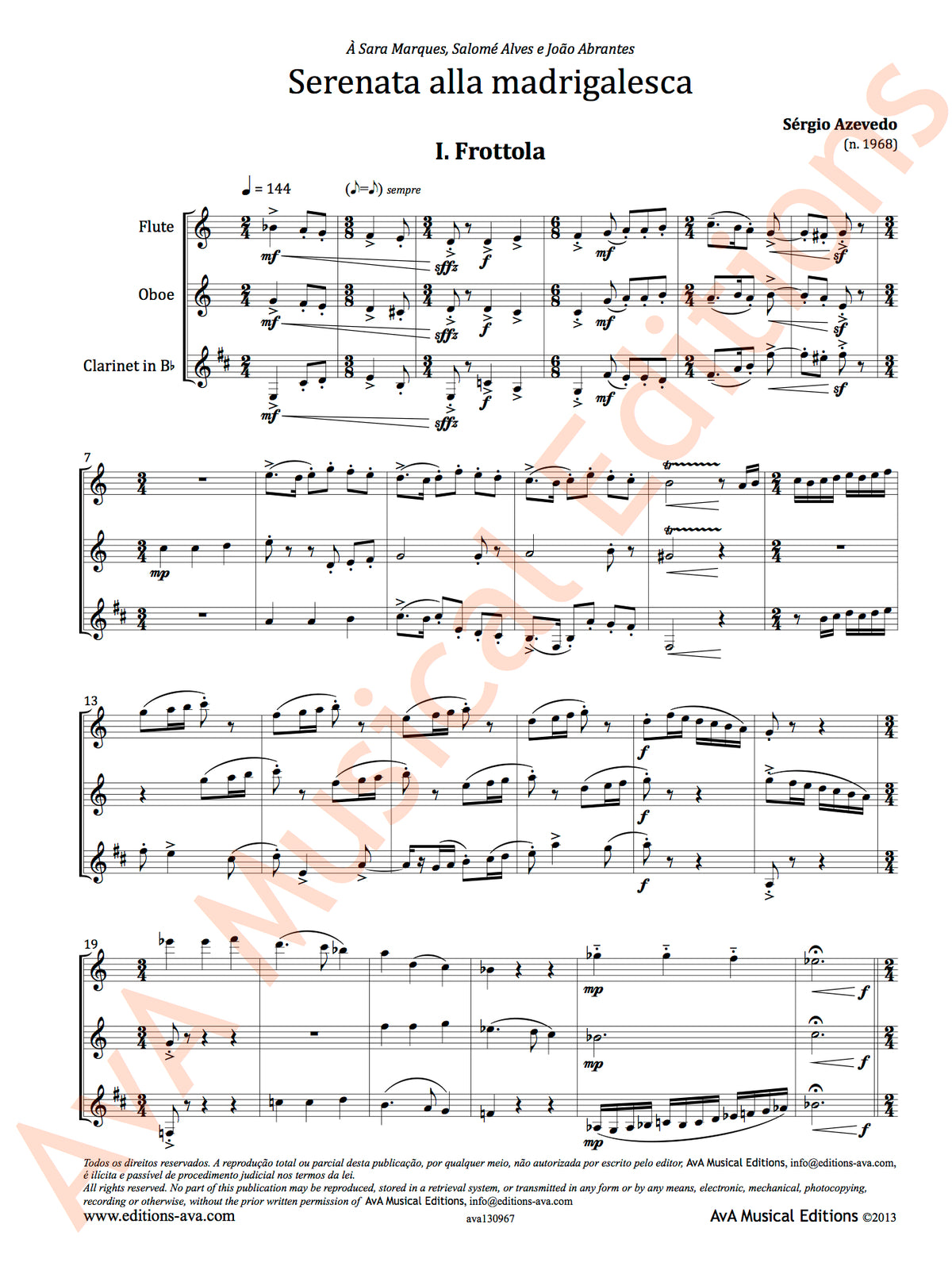 Azevedo, S :: Serenata alla Madrigalesca