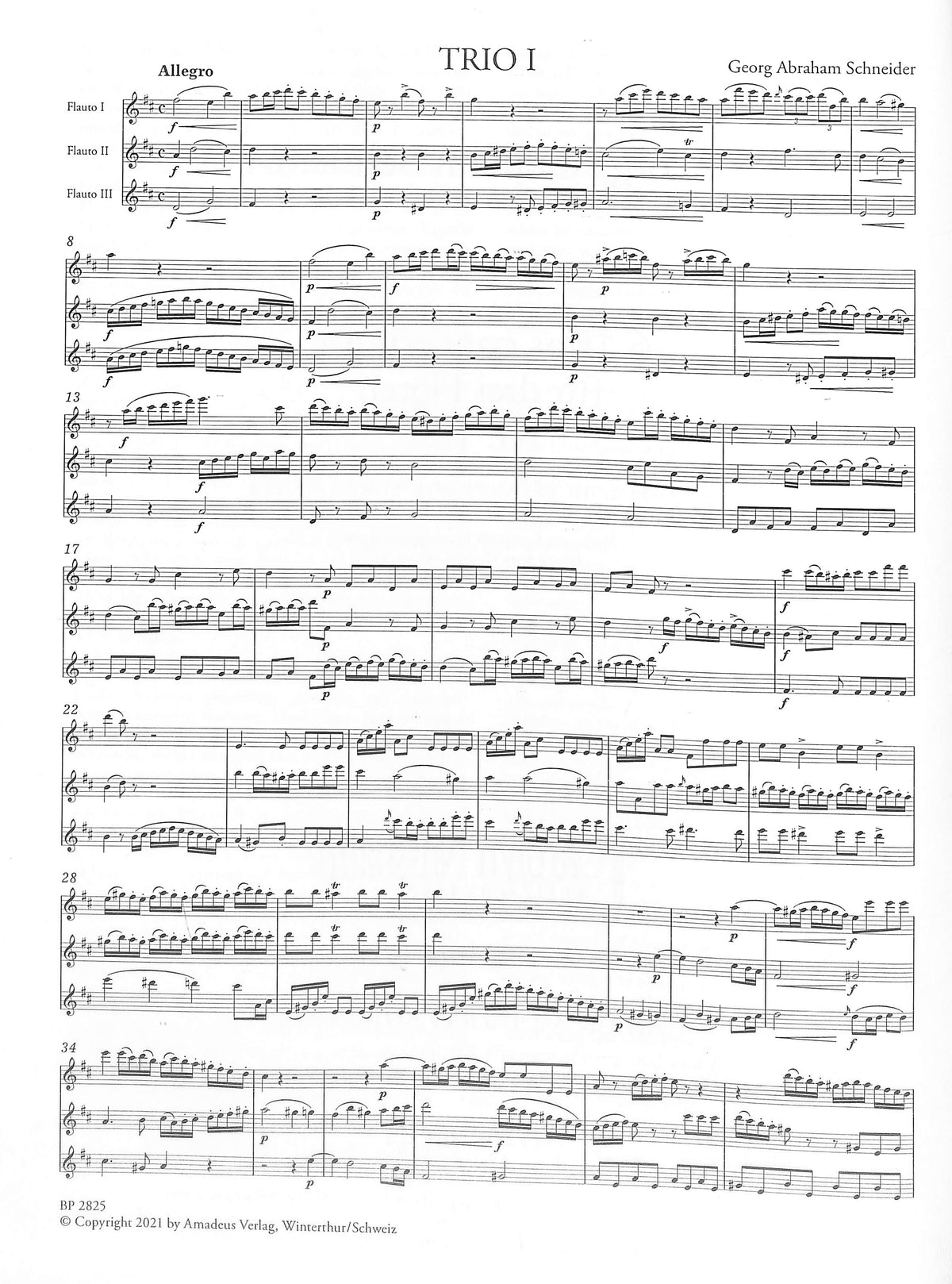 Schneider, GA :: 6 Trios concertante fur 3 Floten Nr. 1-3 [6 Concert Trios for 3 Flutes Nr. 1-3]