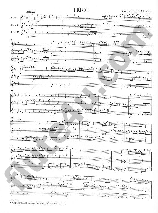 Schneider, GA :: 6 Trios concertante fur 3 Floten Nr. 1-3 [6 Concert Trios for 3 Flutes Nr. 1-3]