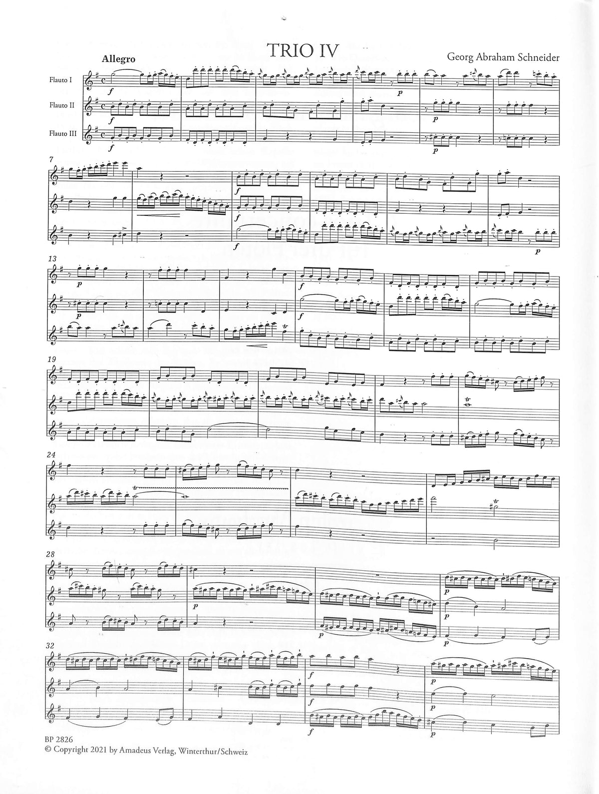 Schneider, GA :: 6 Trios concertante fur 3 Floten Nr. 4-6 [6 Concert Trios for 3 Flutes Nr. 4-6]