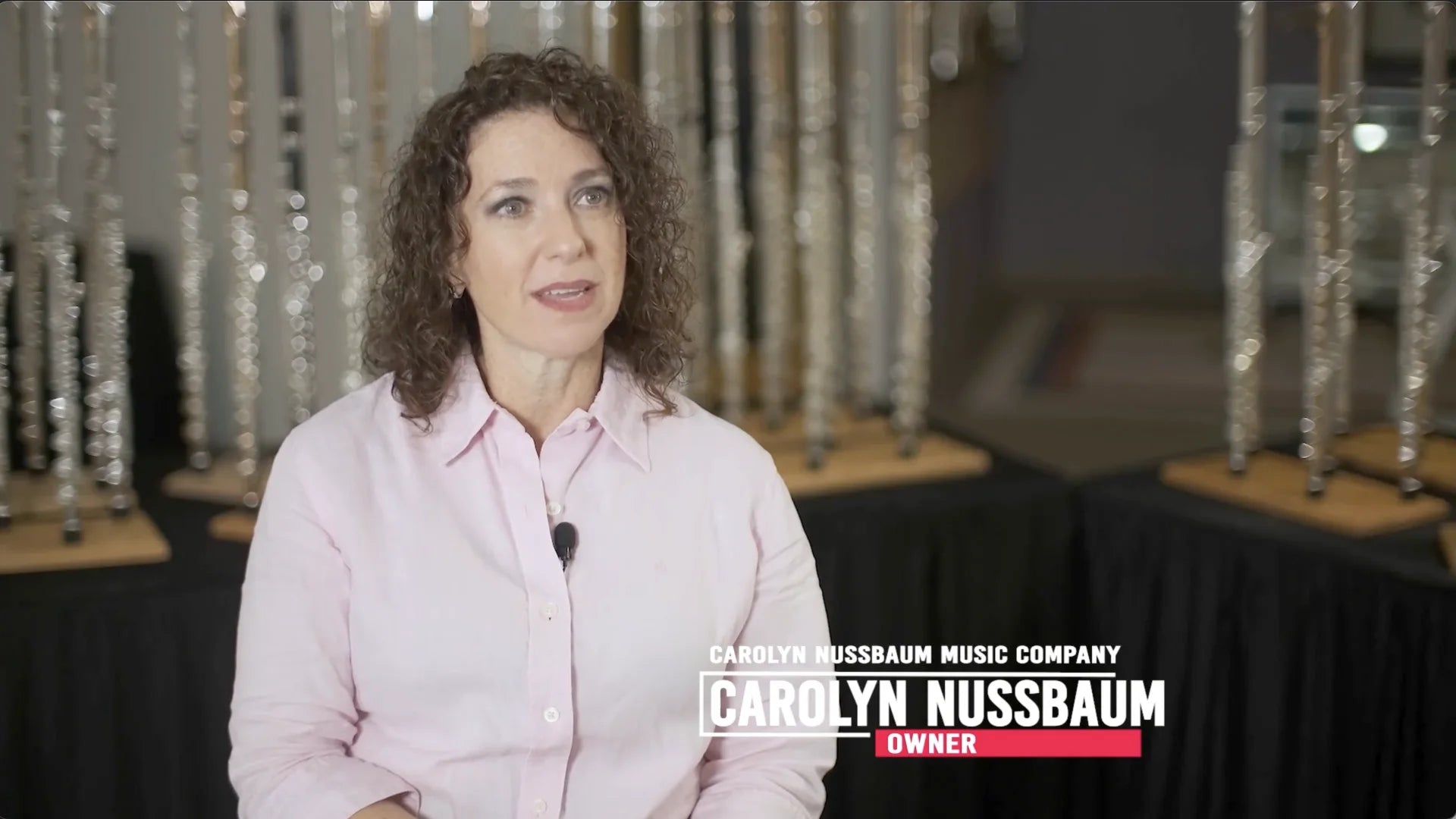 Carolyn Nussbaum in the CNMC flute showroom