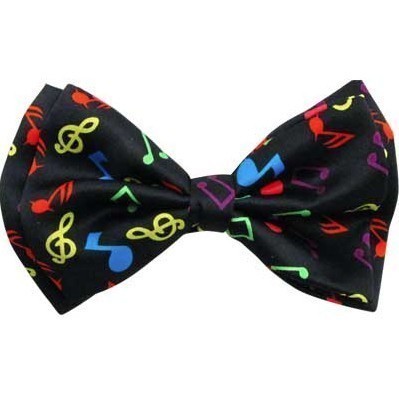 Bow Tie - Black with Multicolor Notes