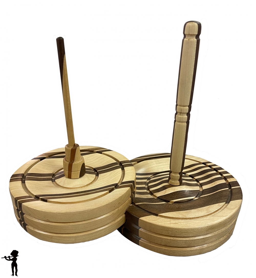 Handcrafted Striped Wooden Flute/Piccolo Combo Stand