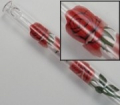 Red Rose with Green Leaf Hall Crystal Flute