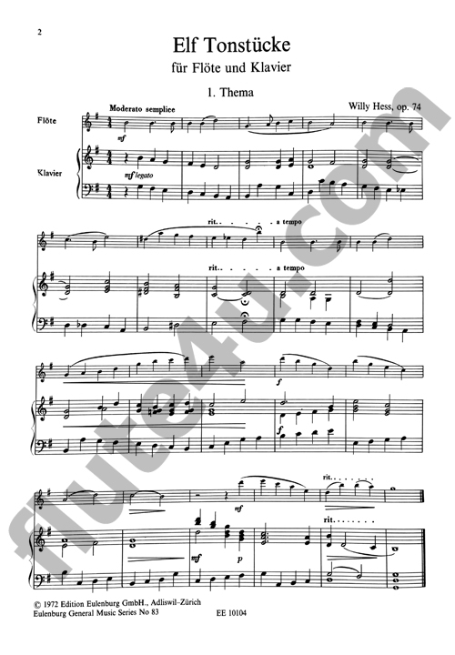 Hess, W :: Elf Tonstucke op. 74 [Eleven Pieces op. 74]